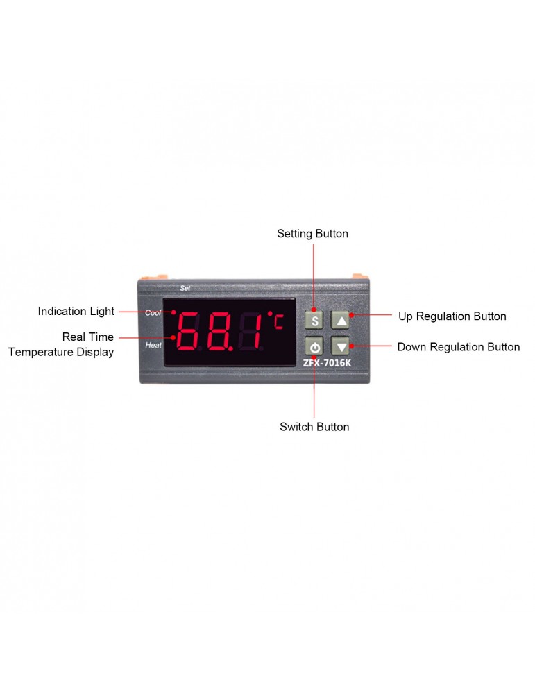 ZFX-7016K 30A Digital Temperature Controller Intelligent High Accuracy Temp Control Thermostat for Freezer Fridge Hatching