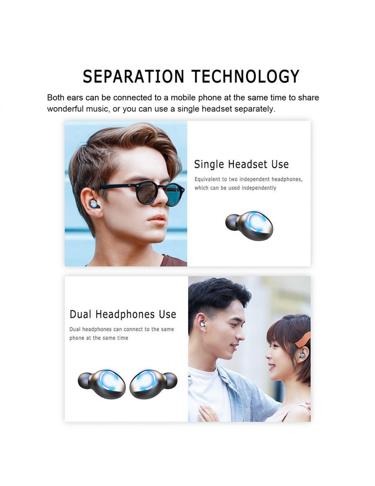 F9-8 True Wireless Stereo Earbuds In-Ear BT Earphones with Stereo Sound Noise Reduction Waterproof Wireless Earbuds with LED-Digital Display Touch-Control Headsets HD Call Headphoenes with MIC Compatible with iOS Android Black