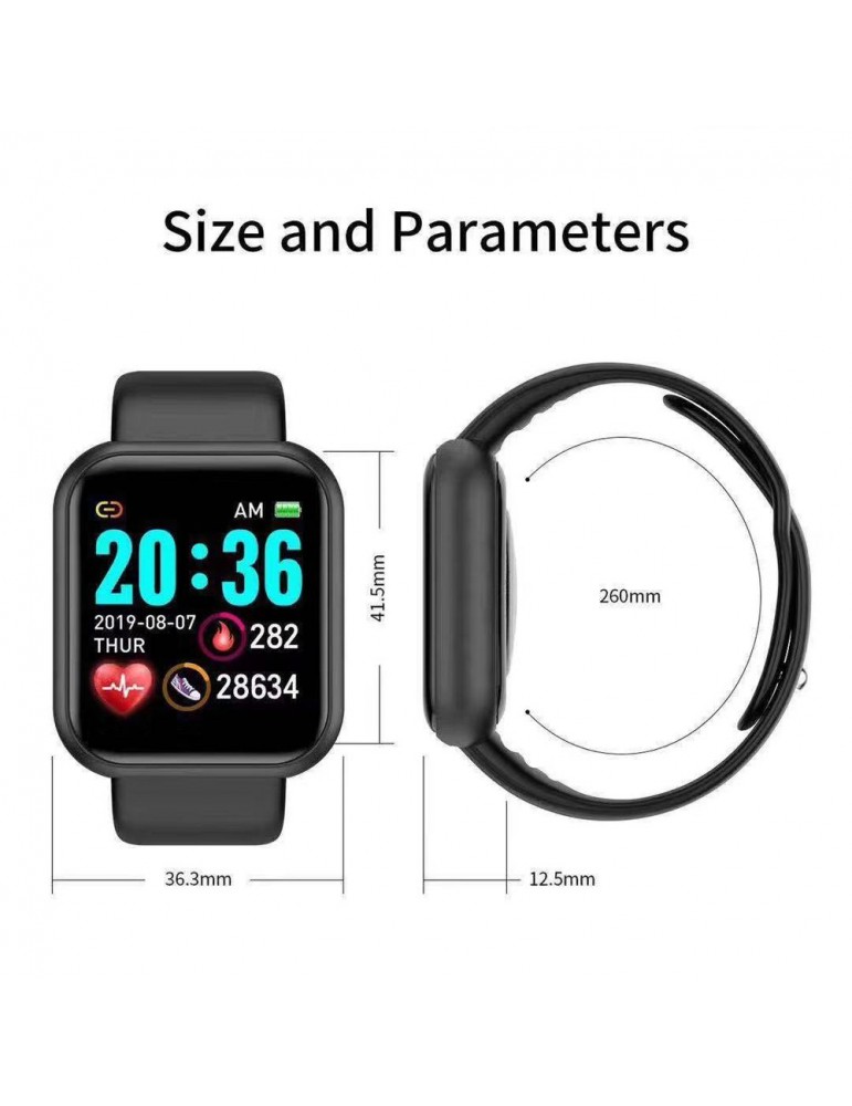 Y68 1.44in Intelligent Watches Heart Rate Monitoring Watch Sports Watches Wristband Waterproof Smartwatch