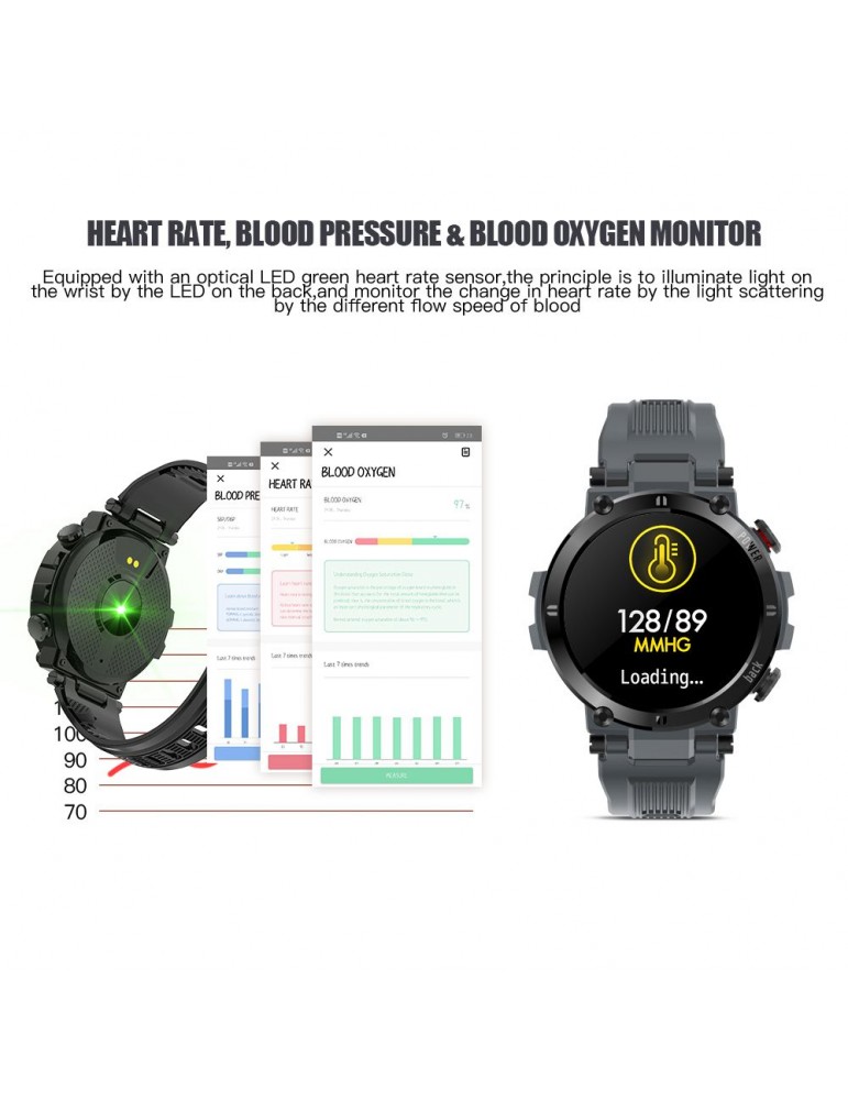 1.3'' Smart Watch Full Touch Heart Rate Blood Pressure Detecting Multi-Sport Mode Scientific Sleep Breath Training Sedentary Reminder IP68 Waterproof Fitness Tracker Smartwatches Sports Wristband Gifts for Men Women