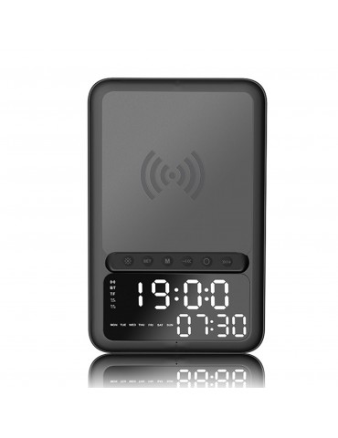Wireless BT5.1 Speaker Wireless Charger Fast Charging Stand Alarm Clock Time Display TF Card MP3 Playback with Mic