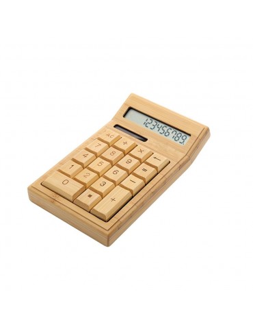 Eco-friendly Bamboo Electronic Calculator Counter Standard Function 12 Digits Solar & Battery Dual Powered for Home Office School Retail Store