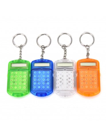 Mini Calculator with Keychain 8 Digits Display Plastic Casing Portable Pocket Size Calculator for Children Students School Supplies, Random Color
