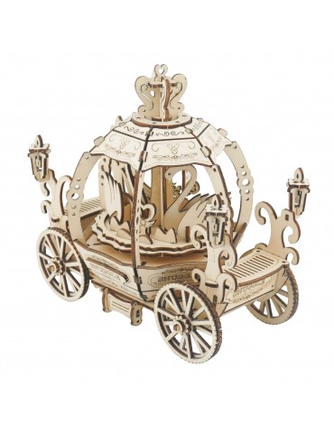 3D Wooden Puzzle Music Box Mechanical Model Kits Pumpkin Cart DIY Assemble Wood Craft Science Physics Stem Birthday Christmas Holiday Romantic Gift Educational Tool for Adults Teens Students to Build